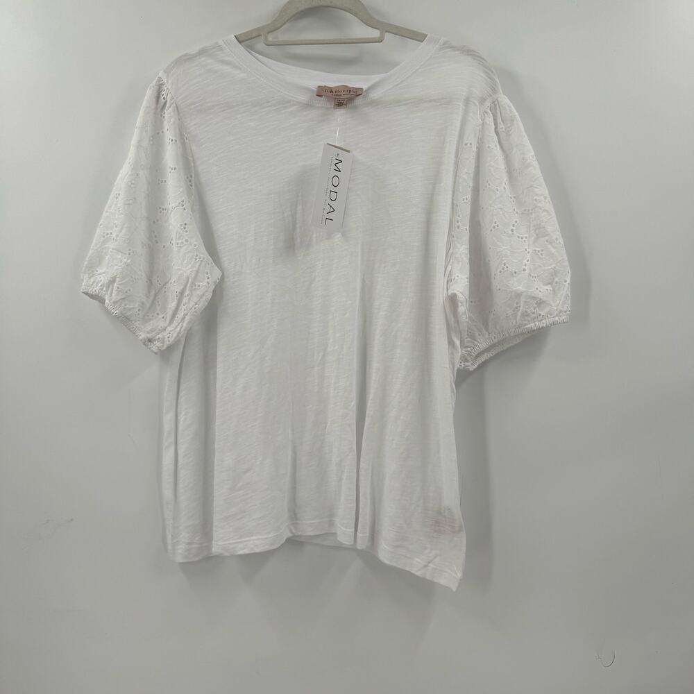 NWT Philosophy white lace sleeve blouse